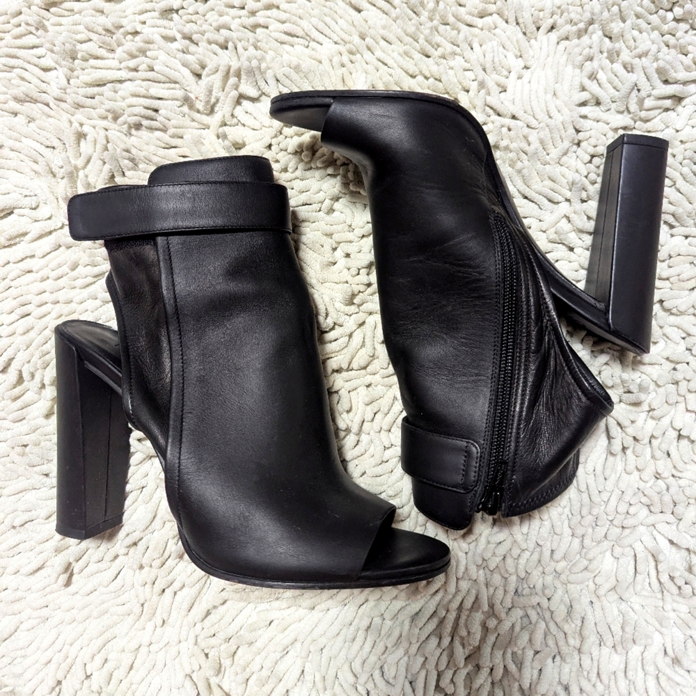 Vince black Brigham open toe heel booties- size 9